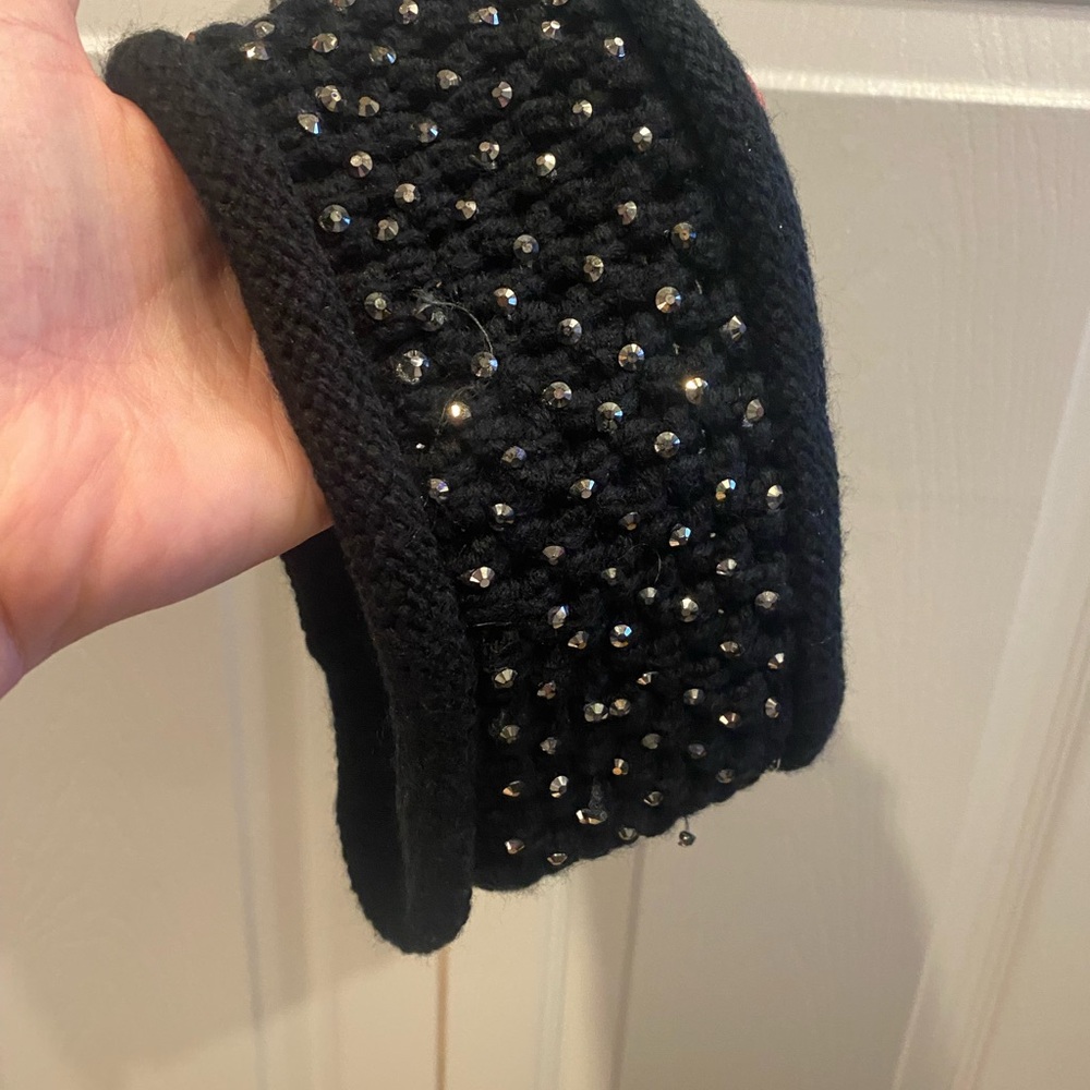 Black Knit Headband with Rhinestones